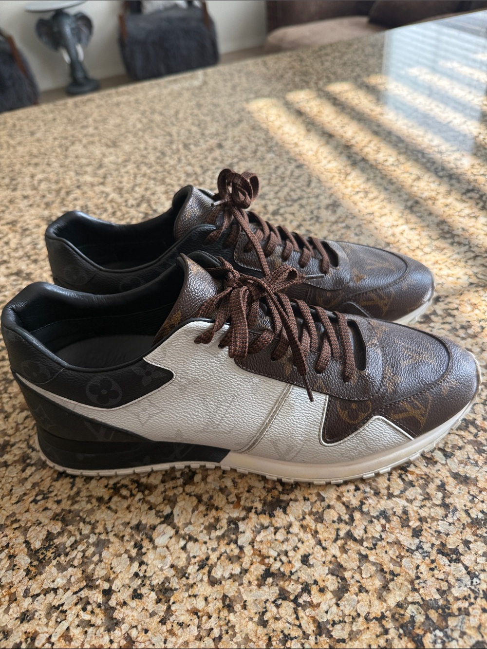 Louis Vuitton Brown & White Monogram Low-Top Sneakers